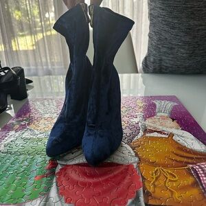 Cape Robbin Blue Heeled Boots Velvet Ankle